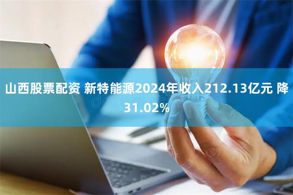 山西股票配资 新特能源2024年收入212.13亿元 降31.02%
